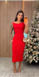 Vestido Canelado Luara - Vermelho